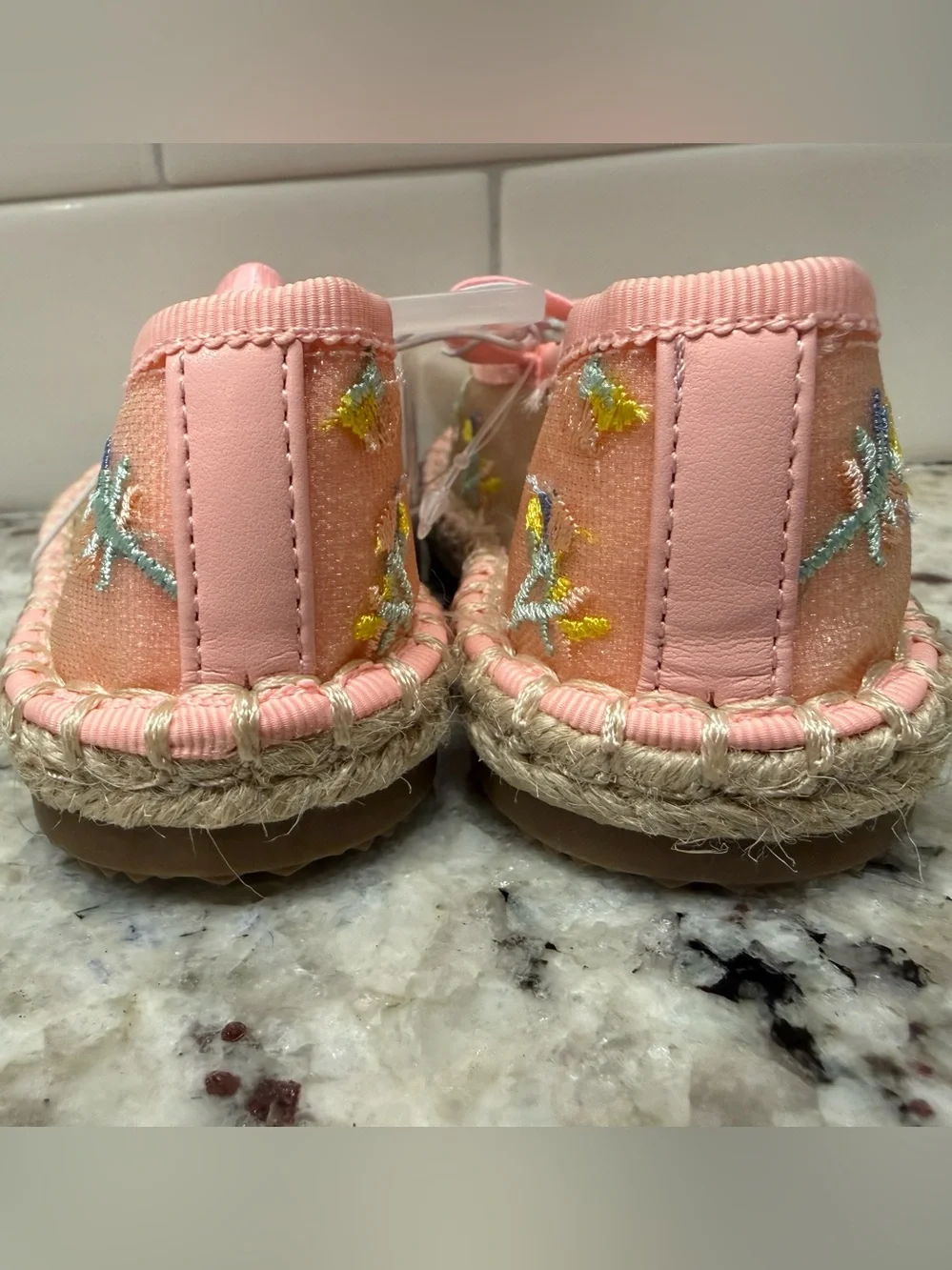 Cat & Jack Peach Pink Floral Mary Jane Slip-On Shoes Size 7 NWT